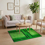 Vibrant Green Black Frame Geometric Area Rug