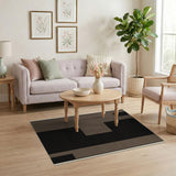 Bold Black Block Geometric Tan Area Rug