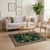 Multi-color and Patterns Emerald Green Persian Medallion Area Rug