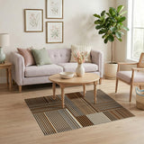 Brown and Tan Geometric Brown Tan Striped Area Rug