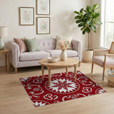 Ornate Snowflake Medallion Red Area Rug
