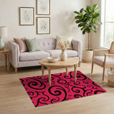 Hot Pink Black Swirl Area Rug