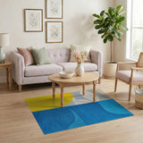 Abstract Cloud Wave Area Rug in Blue Yellow