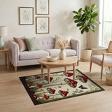 Whimsical Red Mushroom Fairy Garden Rug