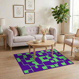 Purple Lime Green Geometric Abstract Area Rug