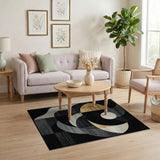 Gold and Silver Gold Geometric Abstract Area Rug