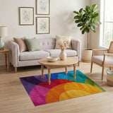 Multi-color and Patterns Vibrant Overlapping Circles Multi-Color Area Rug
