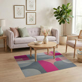 Vibrant Pink Geometric Modern Area Rug