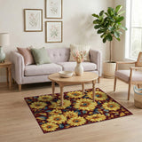 Yellow Sunflower Bloom Floral Area Rug