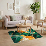 Green Marble Gold Abstract Area Rug