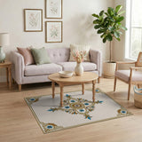 Opulent Blue Lotus Gold Medallion Area Rug