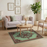 Ornate Mint Green Persian Medallion Area Rug