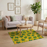 Festive Yellow Holly Berry Snowflake Area Rug