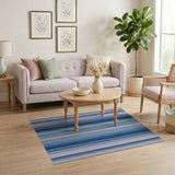 Blue Teal Striped Heritage Tribal Area Rug