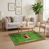 Football Field Area Rug with Centered Ball