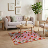 Playful Strawberry Citrus Pink Area Rug