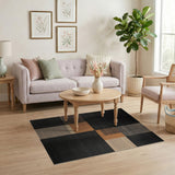 Black White Geometric Patchwork Black and White Area Rug