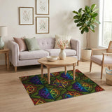 Rainbow Compass Star Washable Area Rug