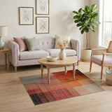 Modern Geometric Red Orange Block Area Rug