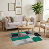 Modern Geometric Grey Green Area Rug
