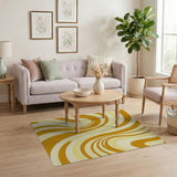 Flowing Yellow Wave Abstract Area Rug