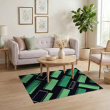 Geometric Modern Green Geometric Block Area Rug