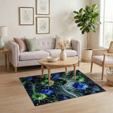 Vibrant Green Blue Splash Abstract Area Rug