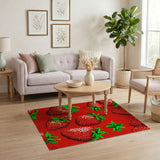 Red Red Strawberry Fruit Pattern Area Rug