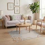 Elegant Floral Swirl Beige Area Rug
