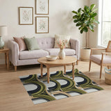 Green Stacked Arches Geometric Area Rug