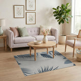 Navy Blue Palm Leaf Area Rug