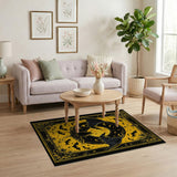 Gothic Black Cat Bats Moon Yellow Area Rug
