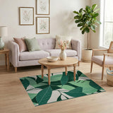 Abstract Area Green Lush Overlapping Green Leaves Area Rug
