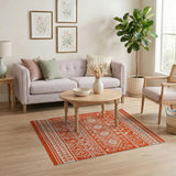 Bold Orange Geometric Southwestern Rug