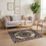Multi-color and Patterns Intricate Multi-Color Persian Medallion Area Rug
