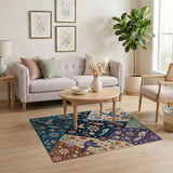 Whimsical Patchwork Birds Blooms Boho Rug