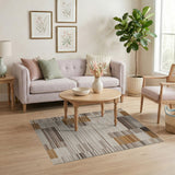 Geometric Modern Brown and Tan Brown Tan Geometric Block Area Rug