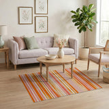 Warm Watercolor Orange Stripe Area Rug