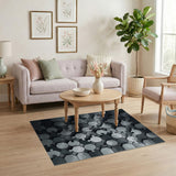 3D Geometric Puzzle Hexagon Area Rug - Black White
