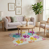 Colorful Paw Print Kids Area Rug