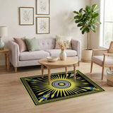 Radiant Yellow Sunburst Tribal Area Rug