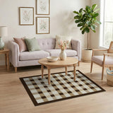 Tan Brown Plaid Checkered Area Rug