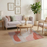 Abstract Wavy Pink Beige Area Rug