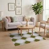 Sage Green Diamond Geometric Area Rug