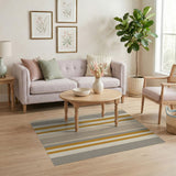 Striped Beige Grey Orange Woven Area Rug