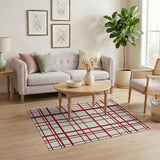Rustic Farmhouse Bold Red White Checkered Area Rug