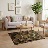 Gold Art Deco Fan Geometric Area Rug