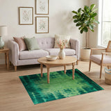 Emerald Green Ikat Abstract Area Rug
