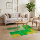 Vibrant Green Orange Wave Abstract Area Rug