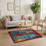 Vibrant City Skyline Geometric Area Rug